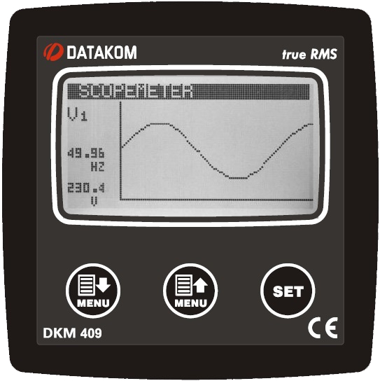 DATAKOM DKM-409-PRO-AT analyser, 96x96mm, 2.9” LCD, RS485, USB/Device, 3x4/20mA out, 4-input, 2-output, AC power supply