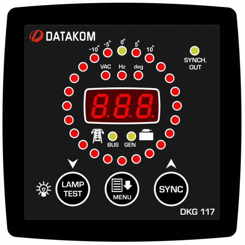 Datakom DKG-117, 96x96mm Synchroscope & check Synch relay controller