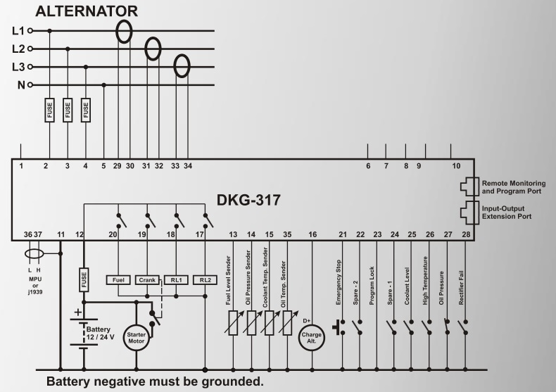 DATAKOM DKG-317 MPU Manual and remote start generator control panel