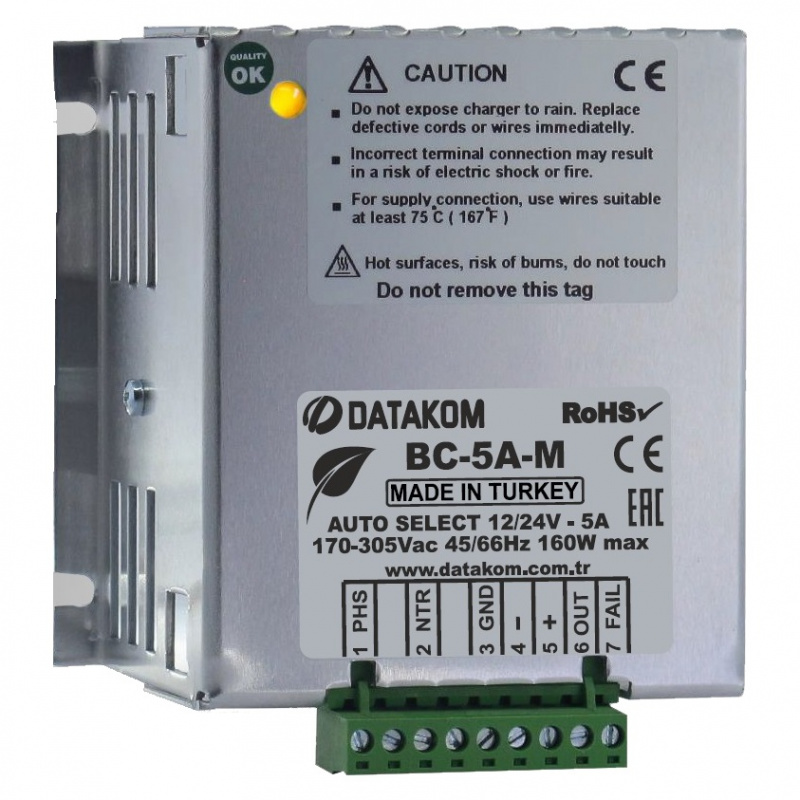 DATAKOM BC-5A-M  (Auto12V/24V, 5A)  Generator battery charger