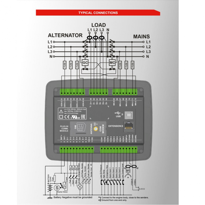 DATAKOM D-300-MK2 Multifunctional Generator Controller with MPU, J1939