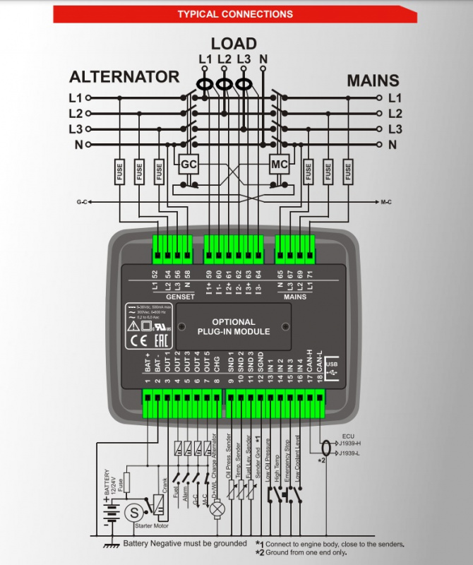 DATAKOM D-100-MK2 Multifunctional Genset Controller with J1939