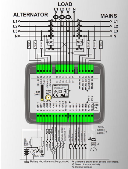 DATAKOM D-200 Multifunctional Generator Controller with MPU + GSM Modem
