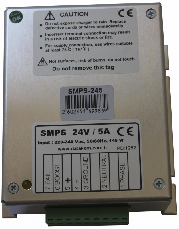 DATAKOM SMPS-243 Generator start battery charger / stabilized power supply (24V / 3A)