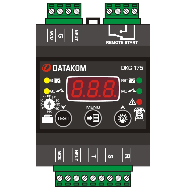 DATAKOM DKG-175 Generator/Mains Automatic transfer switch controller (ATS), 230/400 VAC, DIN rail mounted